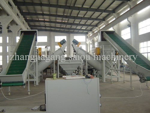 waste plastic crushing washing drying line