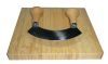 wooden cutting board with single blade chopping knife