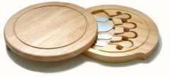 4pcs cheese knives in wooden organizer box