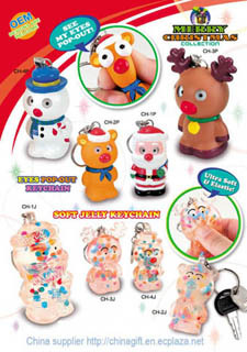 christmas eye pop out key chains & soft jelly key chain