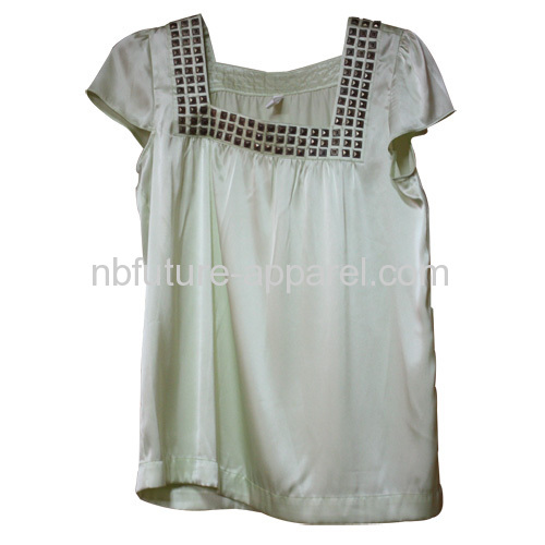 Ladies White Woven Sateen