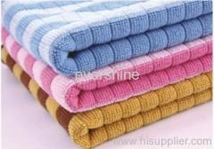 Microfiber stripe weftknitting towel