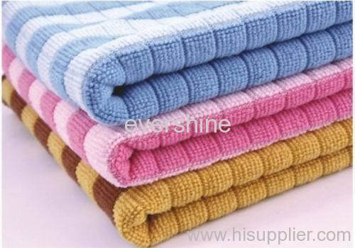 Microfiber stripe weftknitting towel