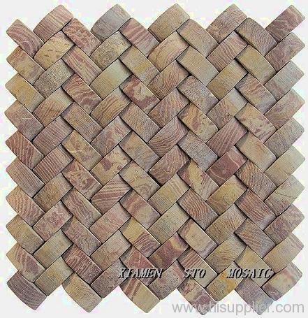 3 D marble mosaic wood red
