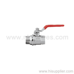 Brass ball valve with red steel flat handle