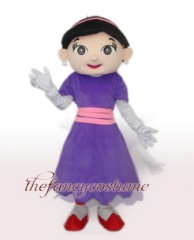 Purple Skirt Girl Mascot Costume， Christmas Party Dress