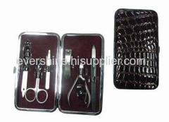 Black PU manicure set