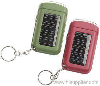 Solar keychain with LED flashlight