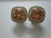 11mm Citrine Albion Earrings 925 Silver Studded Jewelry