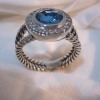 sterling silver jewelry 925 silver ring 8mm Blue Topaz Petite Albion Ring