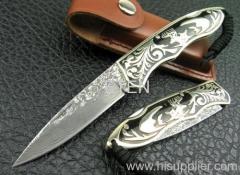 20cm length damascus folding knife