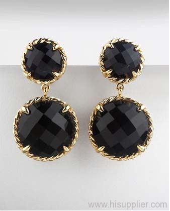 925 sterling silver black drop earrings