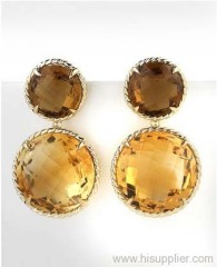 citrine earring sterling silver jewelry in gold plated