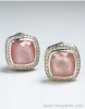 11mm rose quartz albion earrings sterling silver earrings