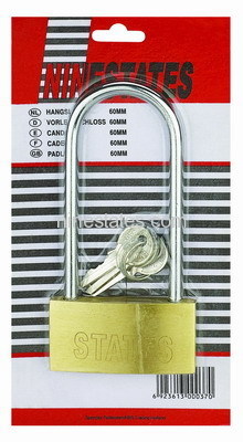 Single skin card of long shackle brass padlock (40mm)