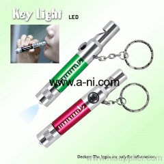 aluminium promotion and gift Whistle and compass LED Key Light chain