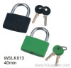 plastic covered brass padlock