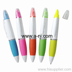 plastic multicolor Multi-function twist ball pen and highlighter