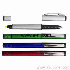 shiny glossy solid colored plastic Multi-function double-headed pen