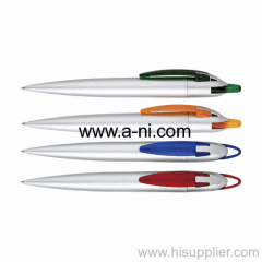 silver lacquer plastic push action promotion Ball pen