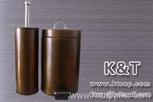 Stainless steel copper plated toilet brush set