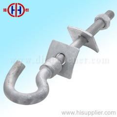 Hook Bolt with Square Washers and Hex nuts