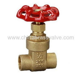 Brass solder ends gate valve