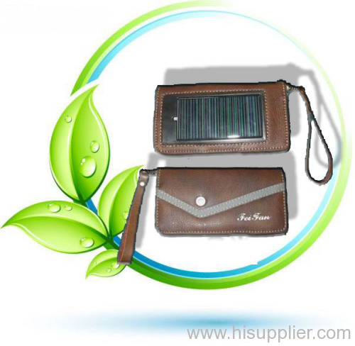 solar  powered mobile charger leather case