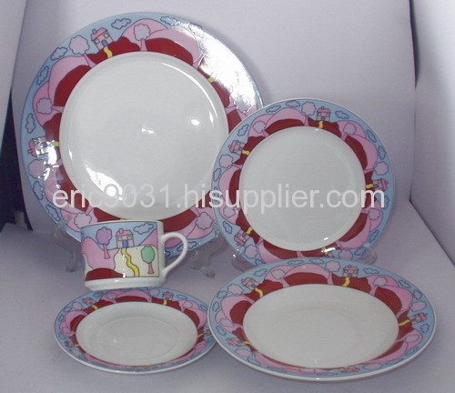 breakfast set (3 plates + cup and saucer)