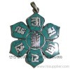 Sterling Silver Turquoise Tibetan Letters Pendant