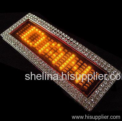 Rhinestone Yellow Led belt buckle