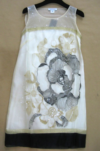 organdie floral embroidery sequin dress