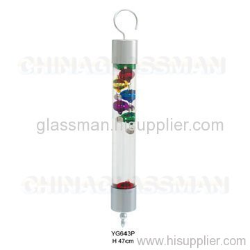 Galileo thermometer with plastic frame