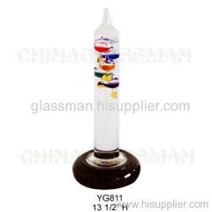 Galileo thermometer with wood base