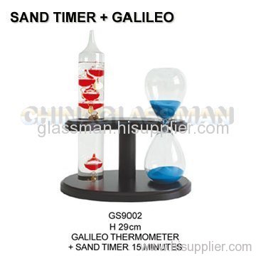 Galileo thermometer and sand timer