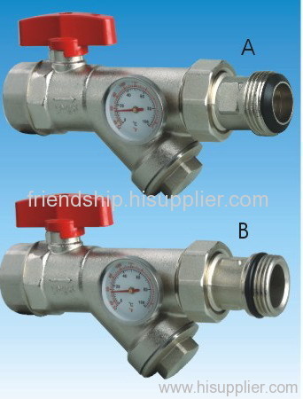 Straight Ball Valve with Thermometer & Strainer