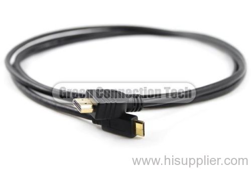 Mini HDMI 19P MALE TO HDMI 19P Golden Plated