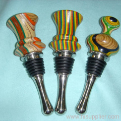 Wine Bottle Stopper with Rainbow wood tops