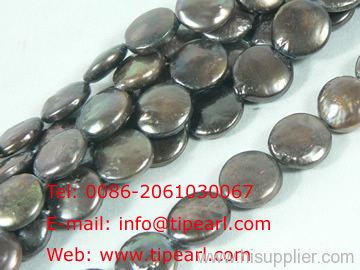 12mm coffee coin freshwater pearl strand