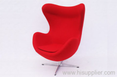 red woolen fabric Jacobsen Egg Chair