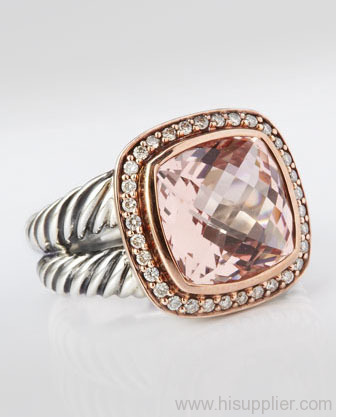 11mm Morganite albion ring 925 Sterling Silver Ring