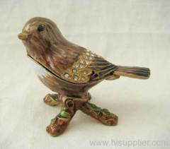 bird enamel trinket box