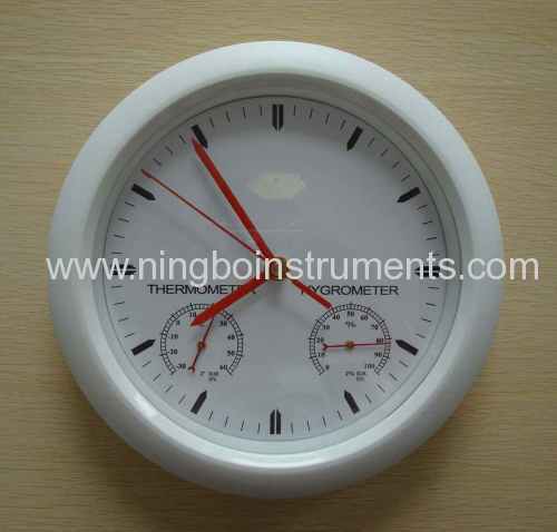 Garden thermometer & hygrometer include clock