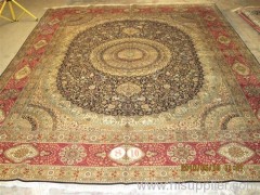 hand knotted persian pure silk carpet
