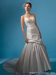 Mermaid Sweetheart Neckline Spaghetti straps Satin bridal dress