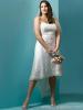 sleeveless Appique short Satin bridal dress