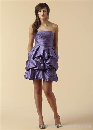 Satin Ruffle Square neckline Bridesmaids dress