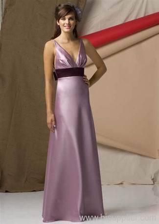 Elegant Full-length Spaghetti strap Backless Satin Bridesmaids dress