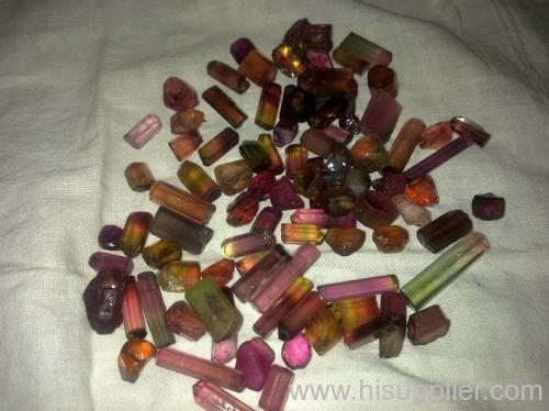 Bicolored and pink faceted tourmaline