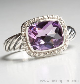 8x10mm Amethyst Noblesse Ring 925 Silver Rings Fashion Jewelry